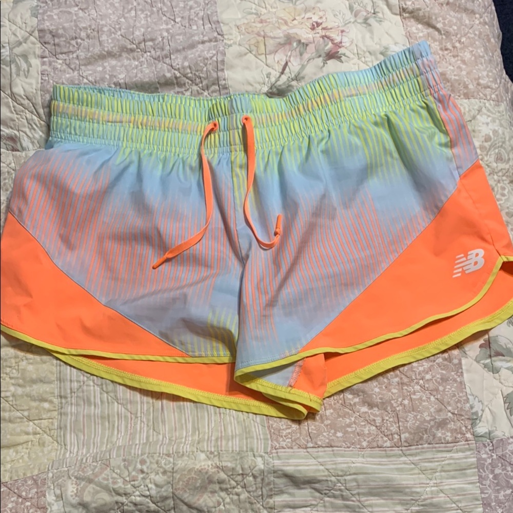 New Balance Women's Gradient Running Shorts - Orange and Blue